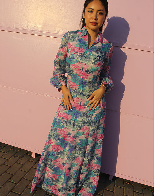 70s Floral Maxi Dress