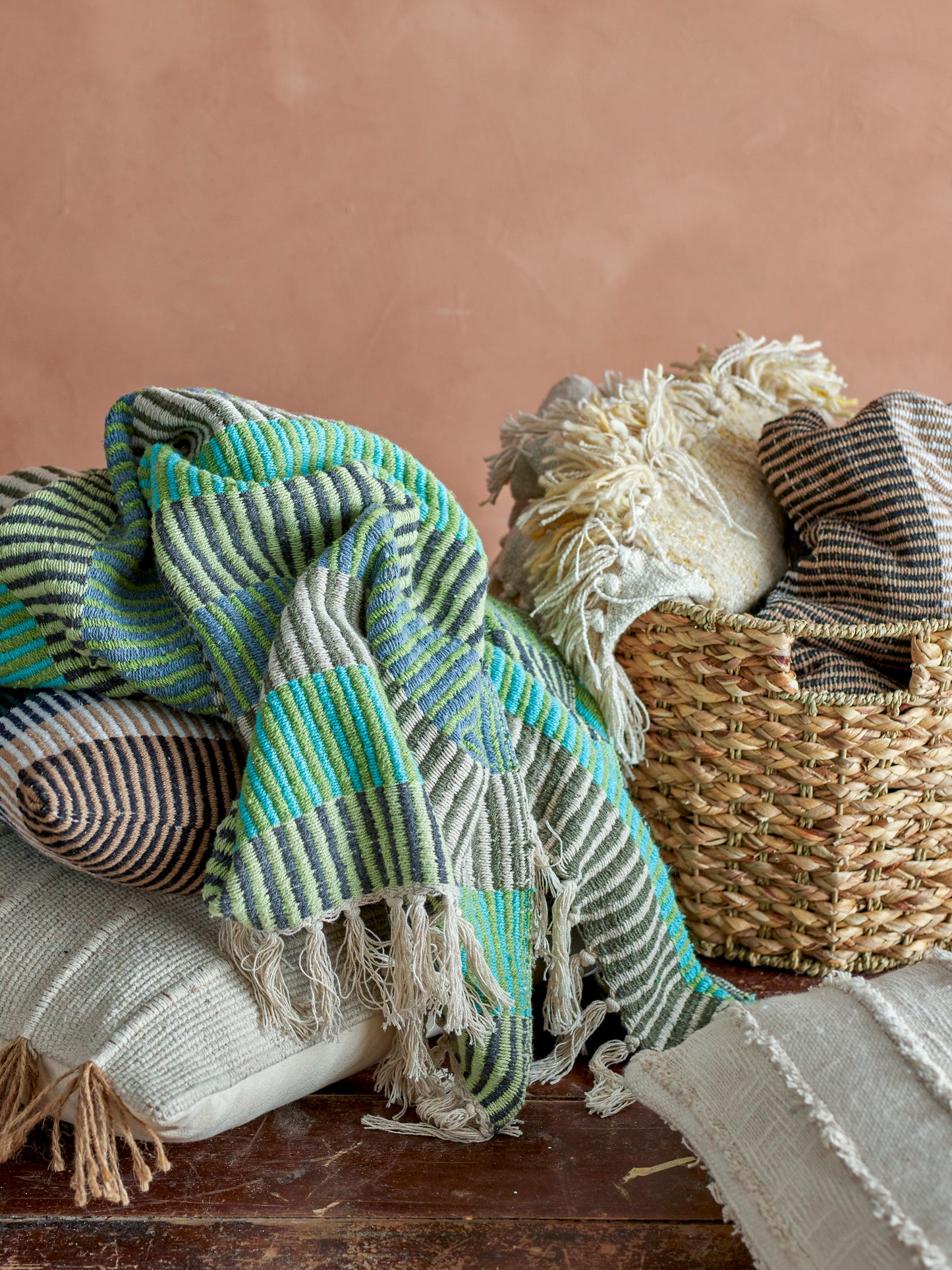 Woven Throw in Blue and Green