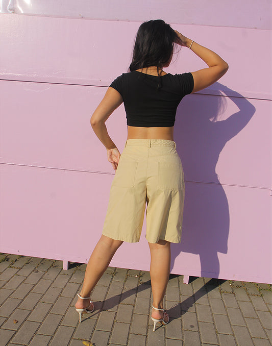 beige long shorts