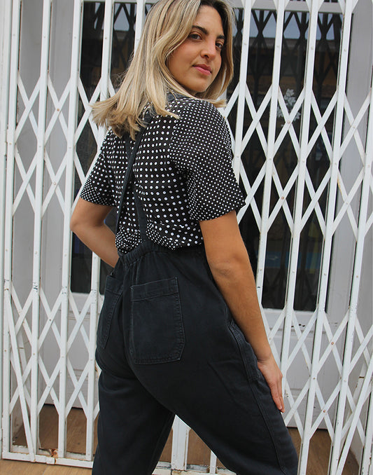 Black Dungaree Overalls