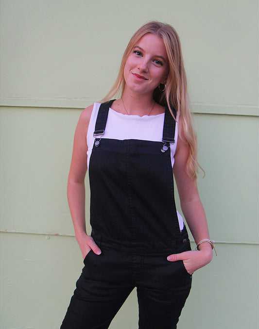 Black Denim Overalls