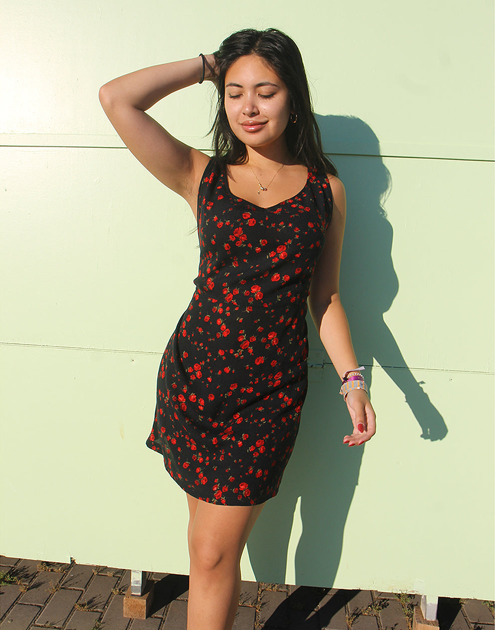 Sleeveless Black Mini Dress Red Floral Print | Vintage Summer Dress for Women La Vida Bohemia Sleeveless Black Mini Dress Red Floral Print | Vintage Summer Dress for Women La Vida Bohemia