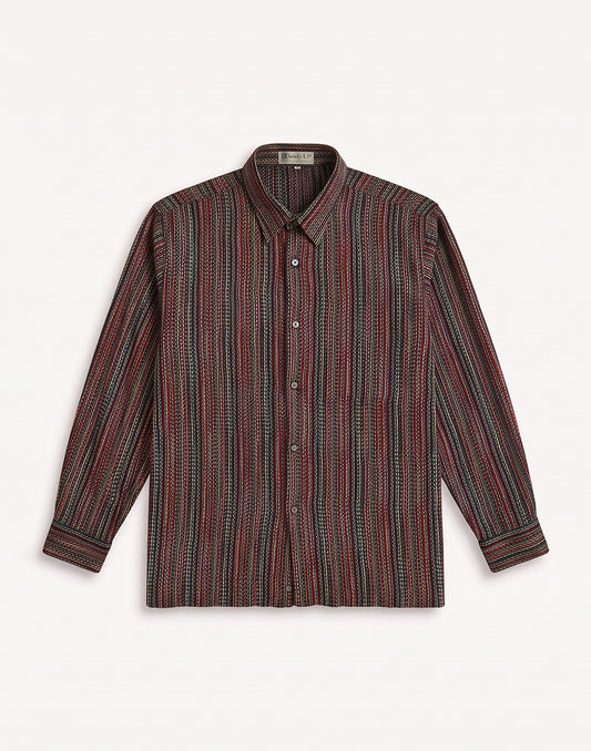 Long Sleeve Black Shirt - Polyester - Size L