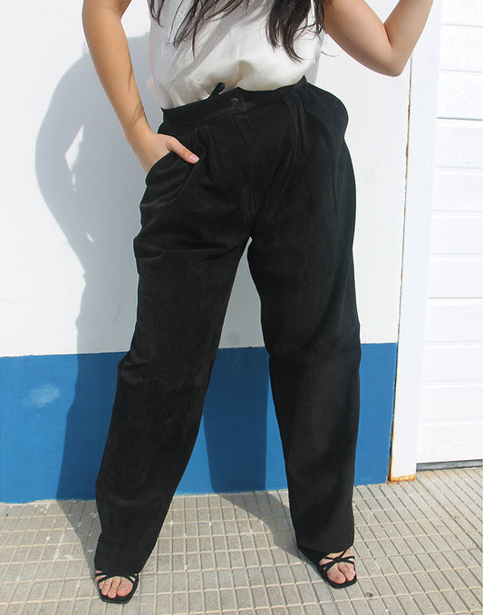 Black Suede Trousers