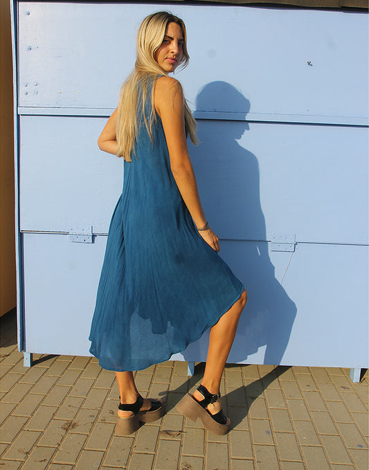 Blue Embroidered Dress