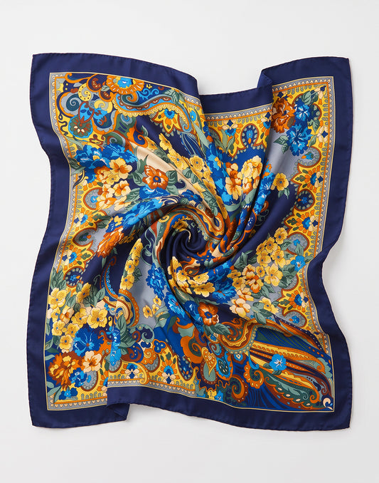 Womens Floral Scarf - Navy Blue