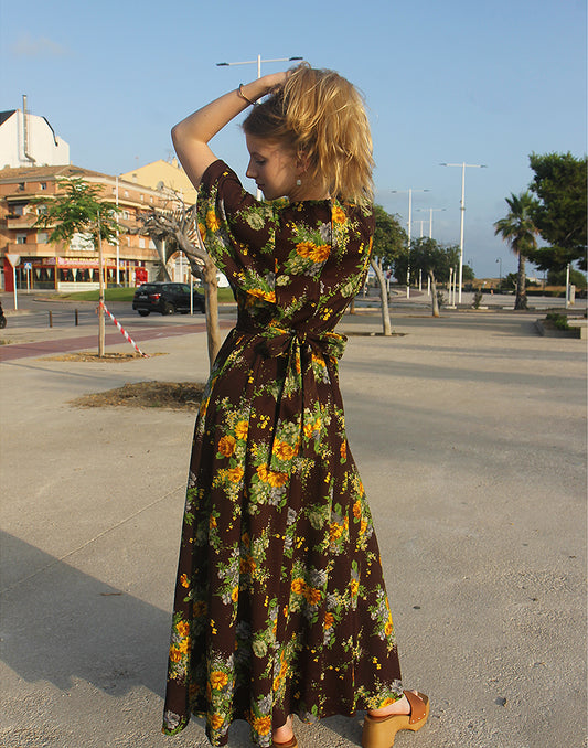Brown Floral Maxi Dress