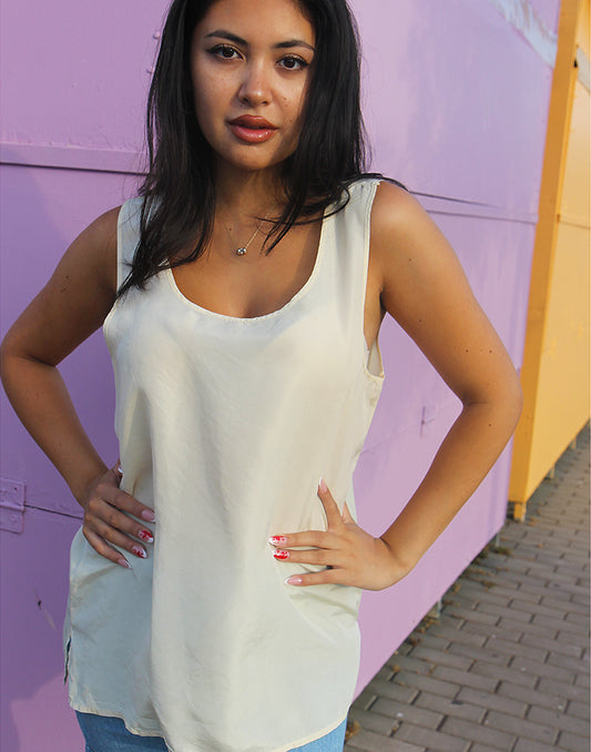Cream Sleeveless Blouse