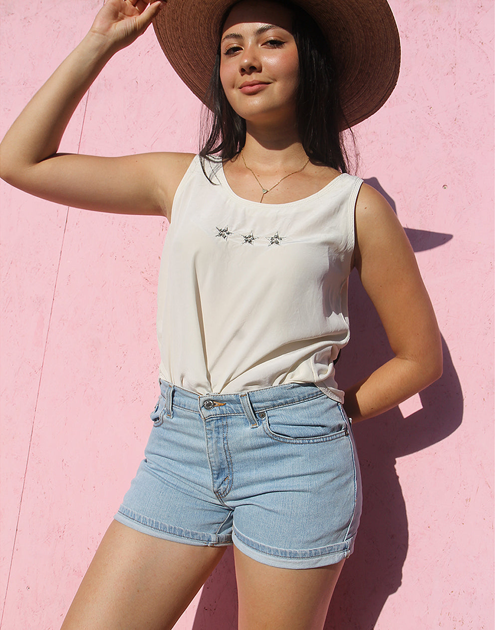 Sleeveless Silk Top in Cream
