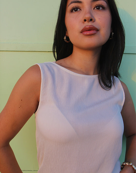 Cream Sleeveless Top
