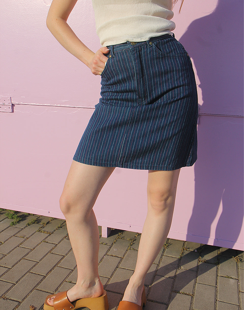 Minifalda vaquera con raya diplomática