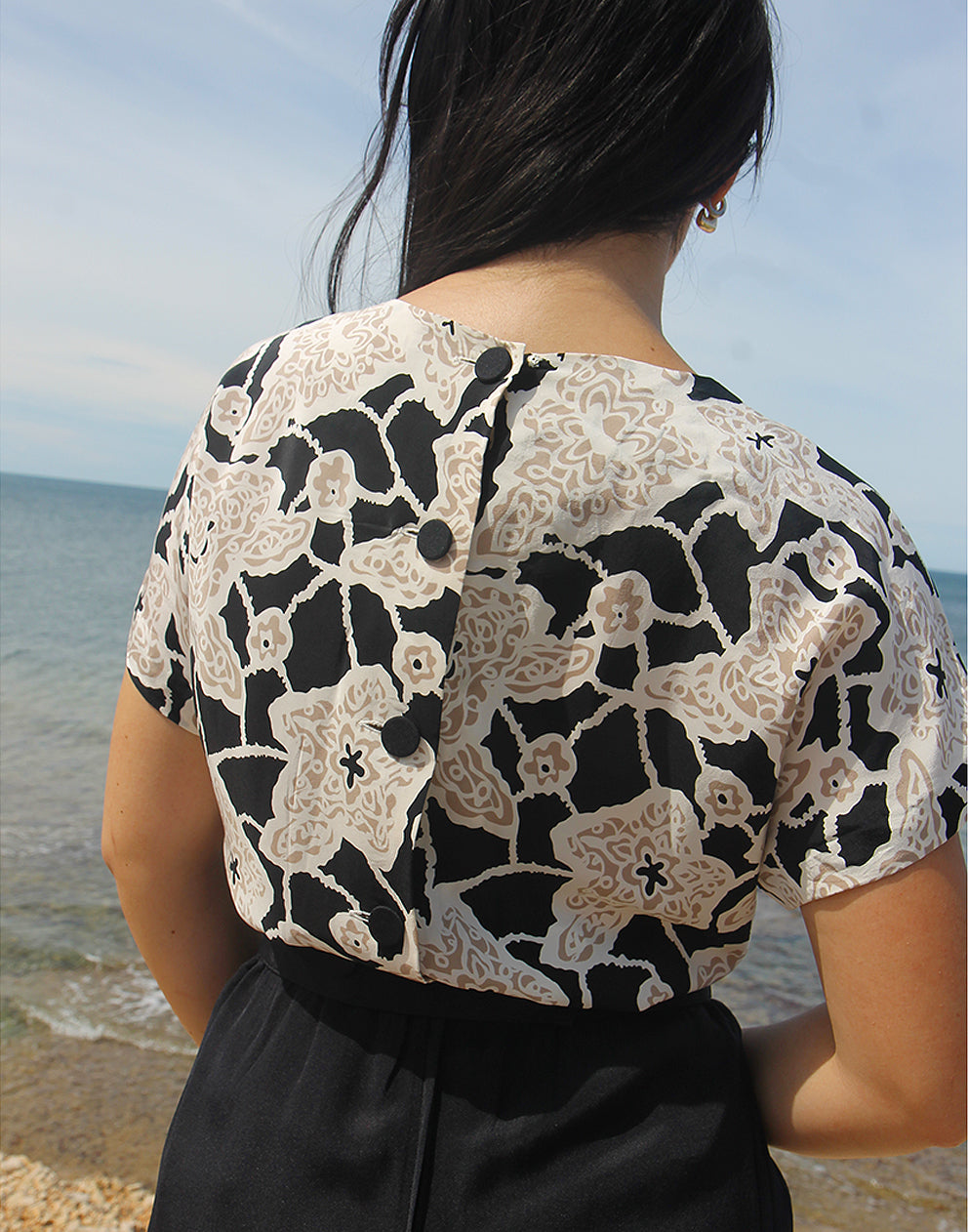 Short Sleeve Silk Shift Dress - EU 38