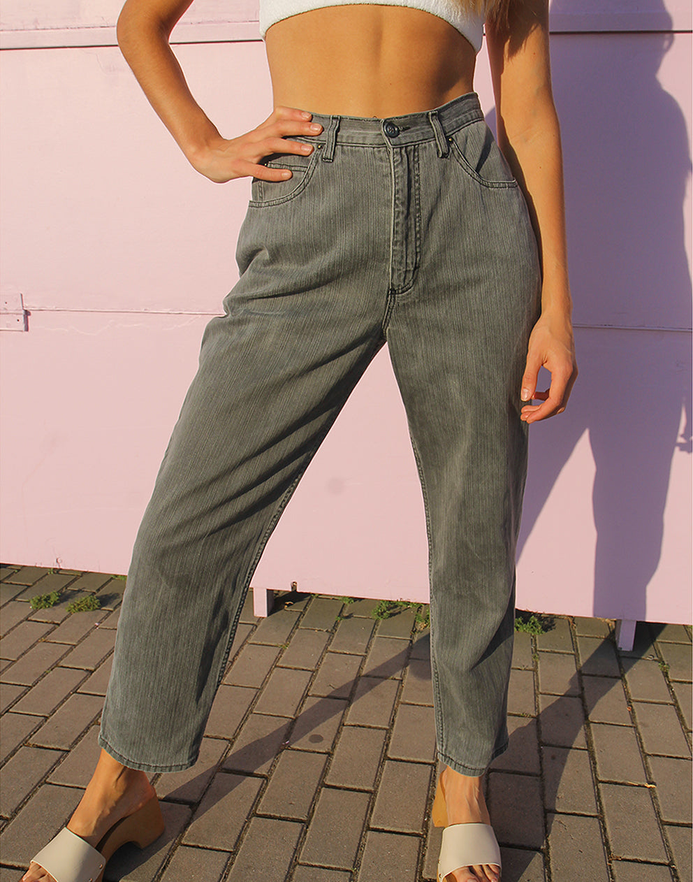 Vintage 80's Grey Denim High Rise Tapered Leg Mom Jeans – La Vida Bohemia