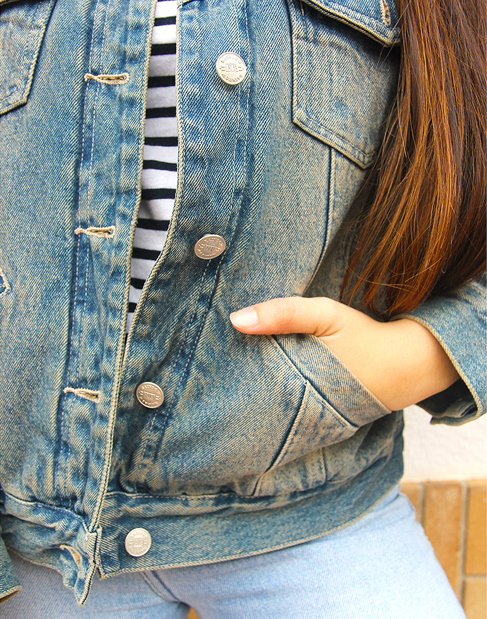 Denim Jacket with Faux Fur Collar