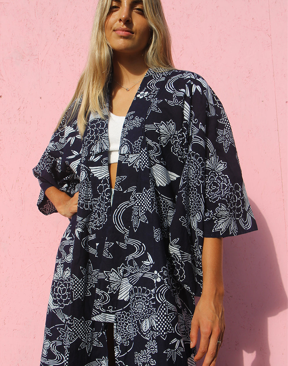 Kimono en azul marino