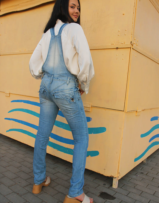 Long Dungarees in Light Blue