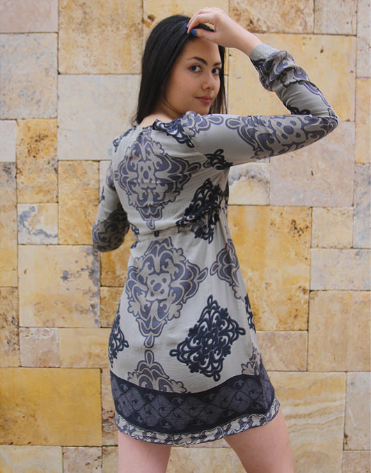 Printed Long Sleeve Dress