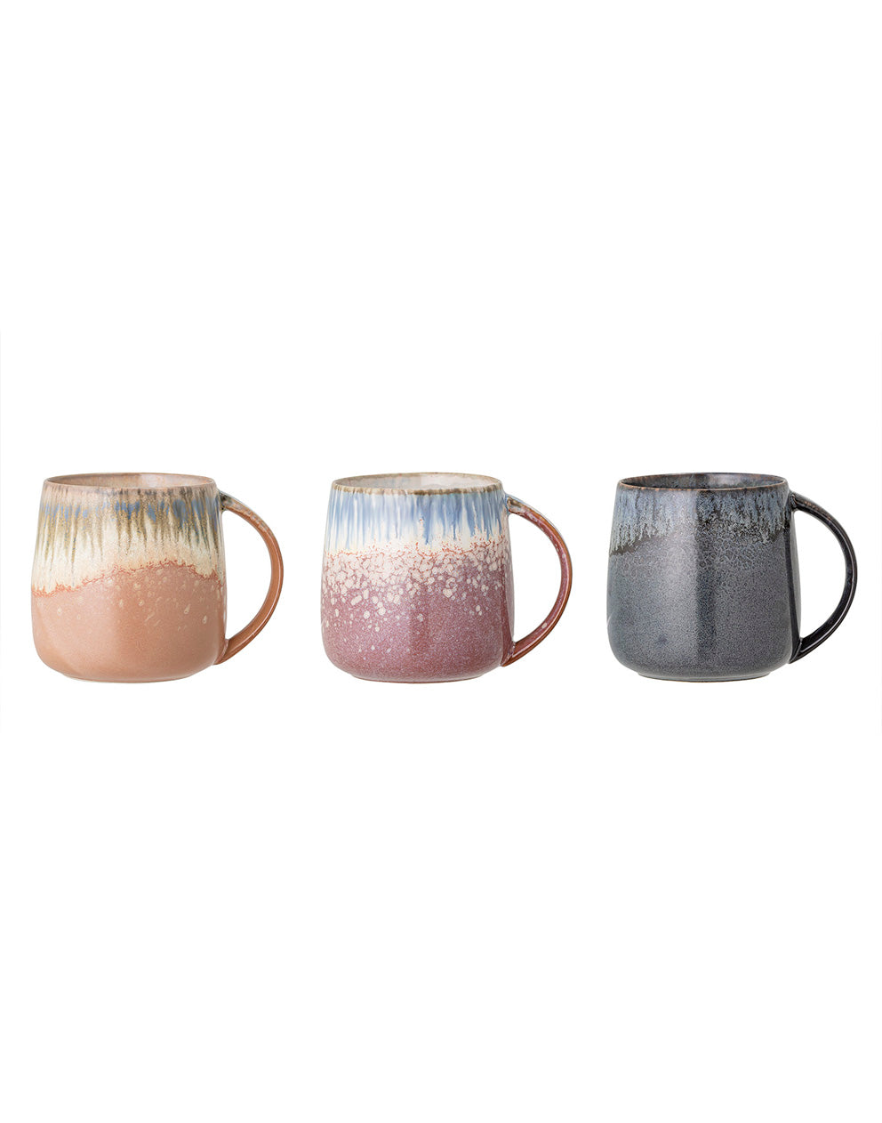 Large Stoneware Mugs in Terracotta, Grey & Purple