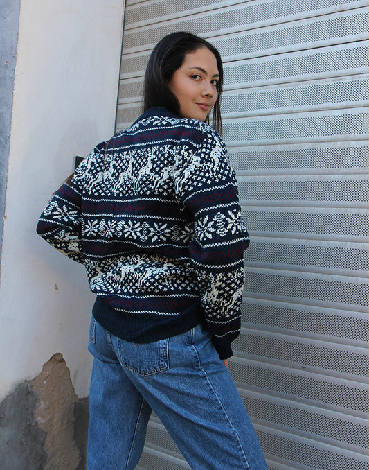 Jersey Fair Isle azul marino