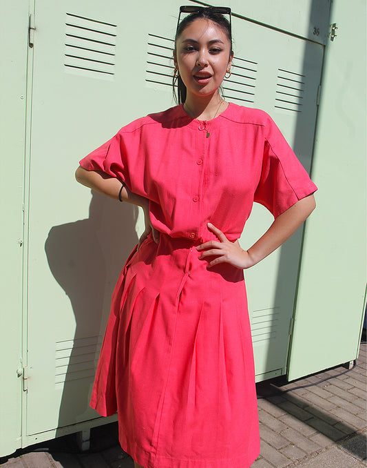 Pink Silk Midi Dress - EU 36/38