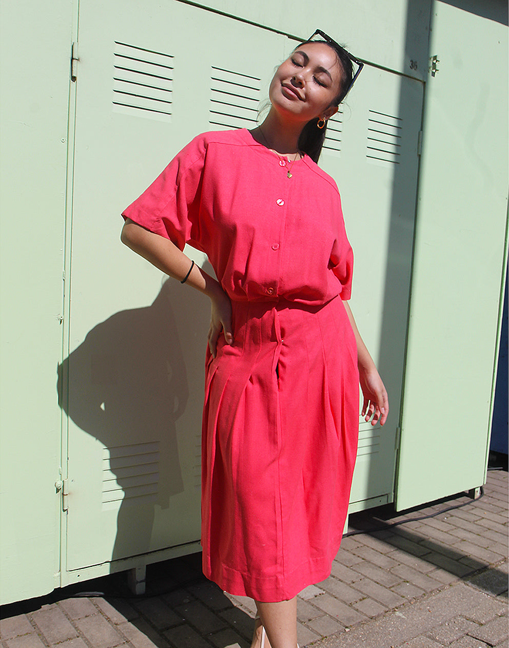 Pink Silk Midi Dress - EU 36/38