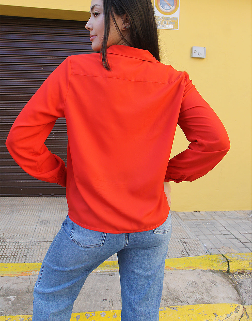 red long sleeve shirt