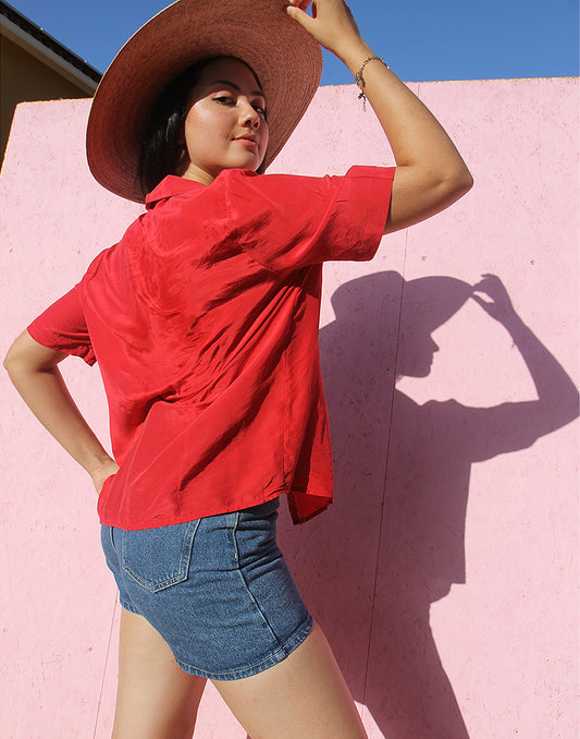 Silk Blouse in Red