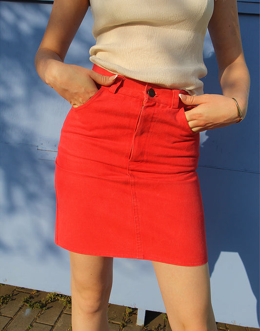 Red Denim Skirt