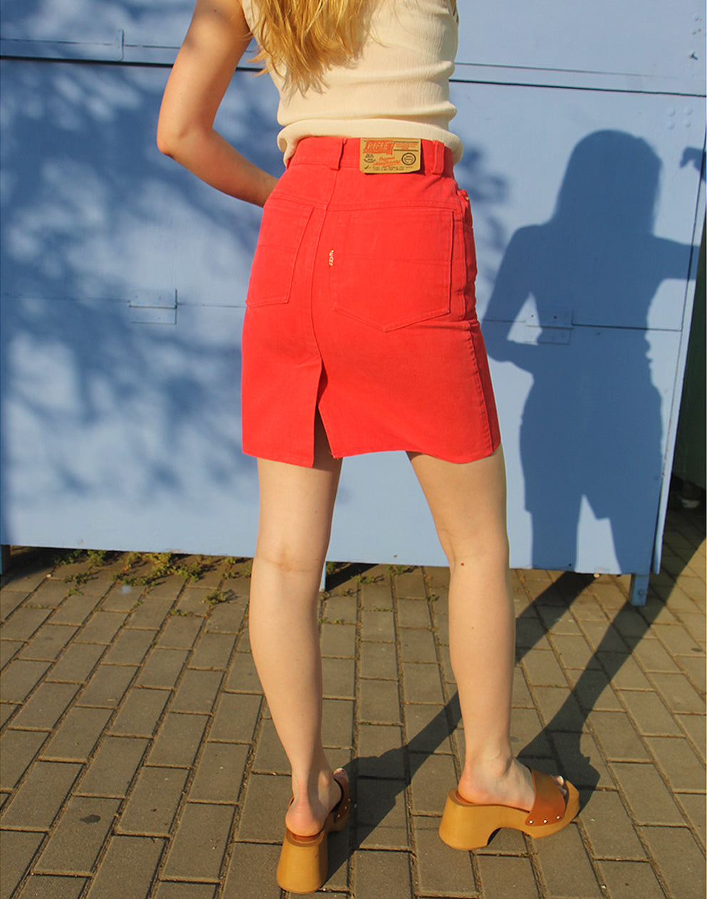 Red Denim Skirt