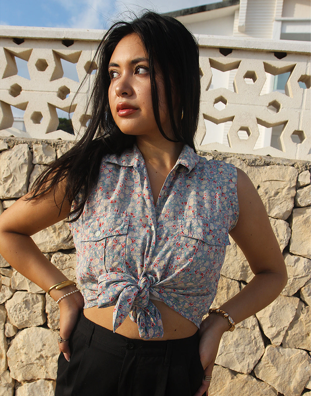 Floral Sleeveless Blouse