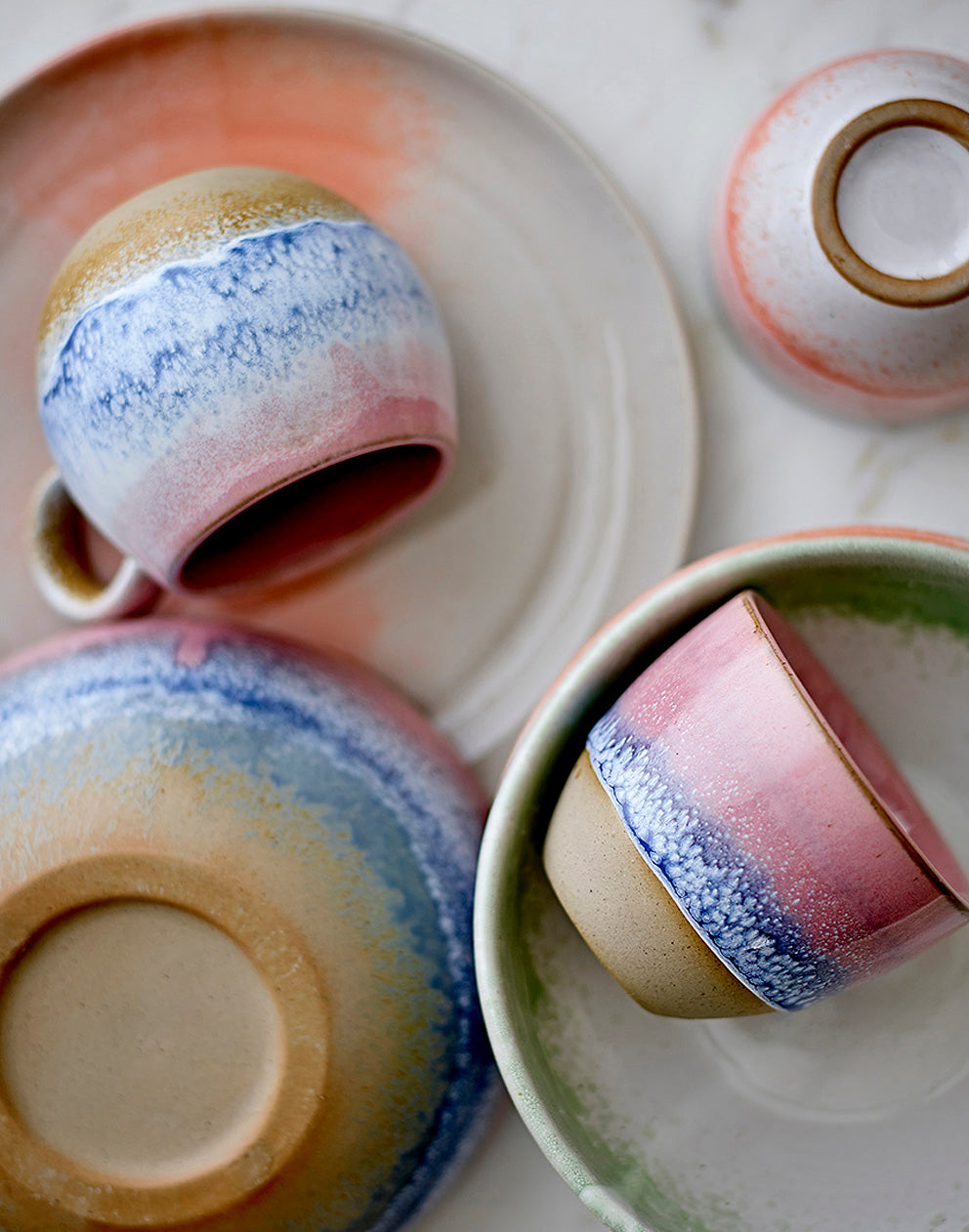 Stoneware Mug in Pink and Blue