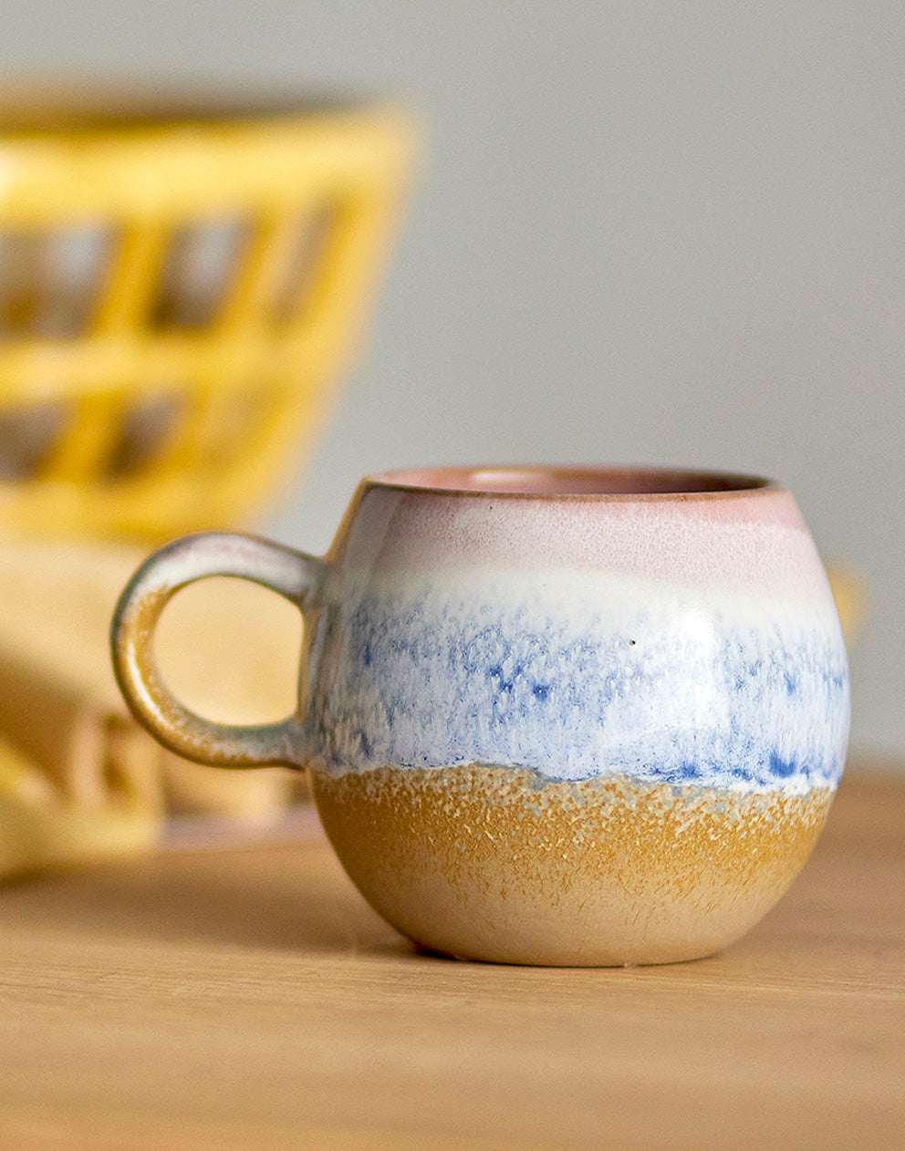 Stoneware Mug in Pink and Blue