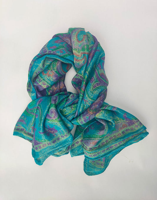 TURQUOISE PRINTED NECK SCARF