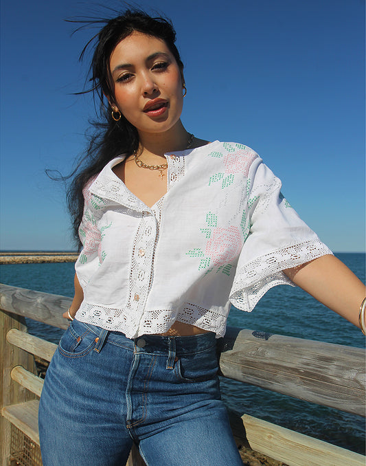 White Short Sleeve Blouse