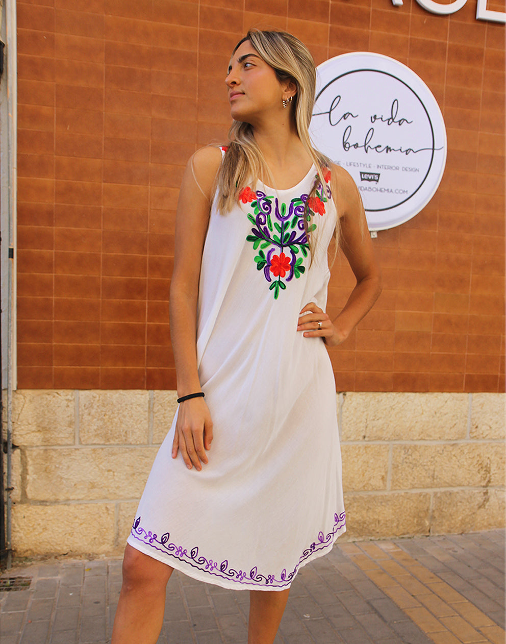 White Embroidred Dress