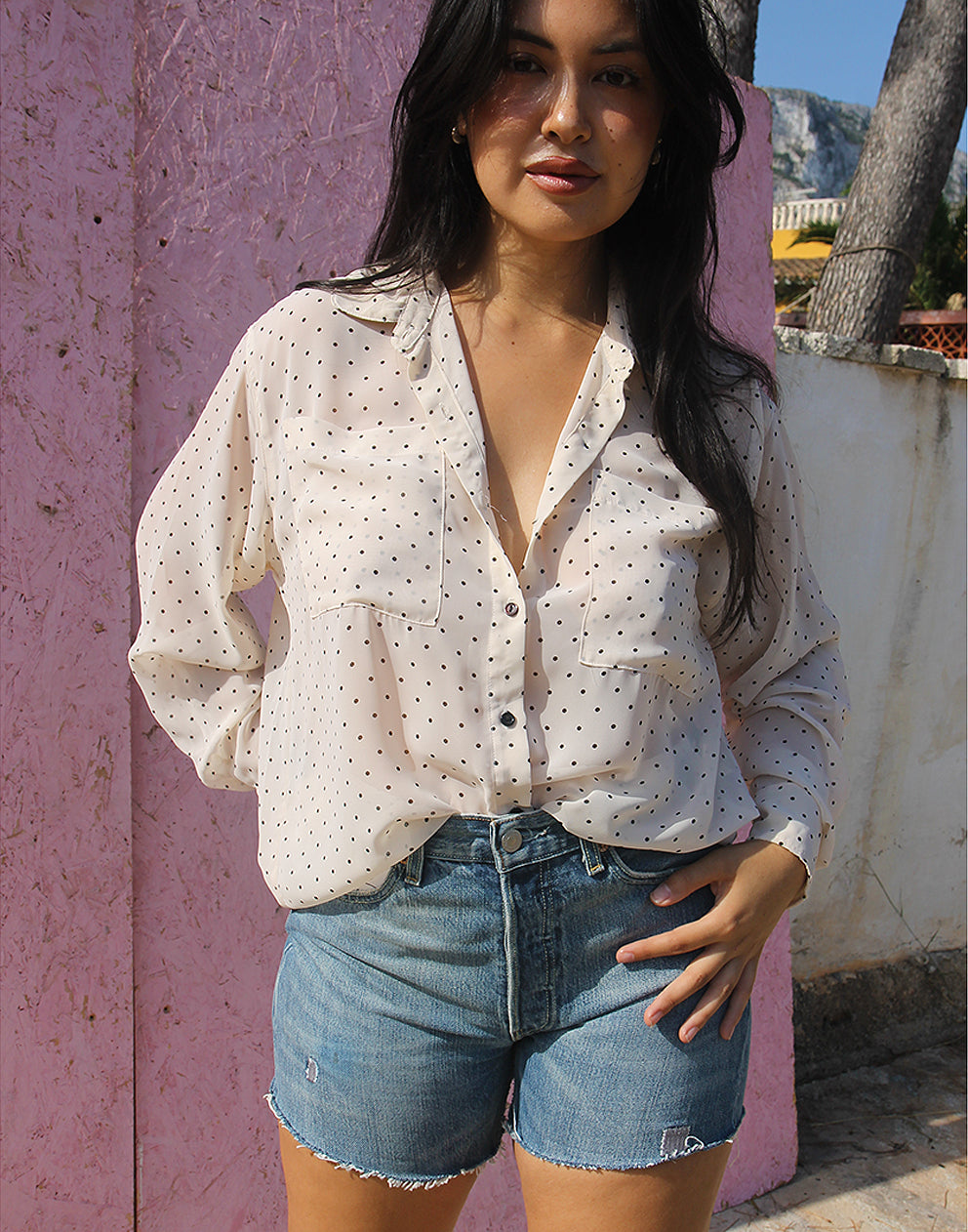 White Polkadot Shirt