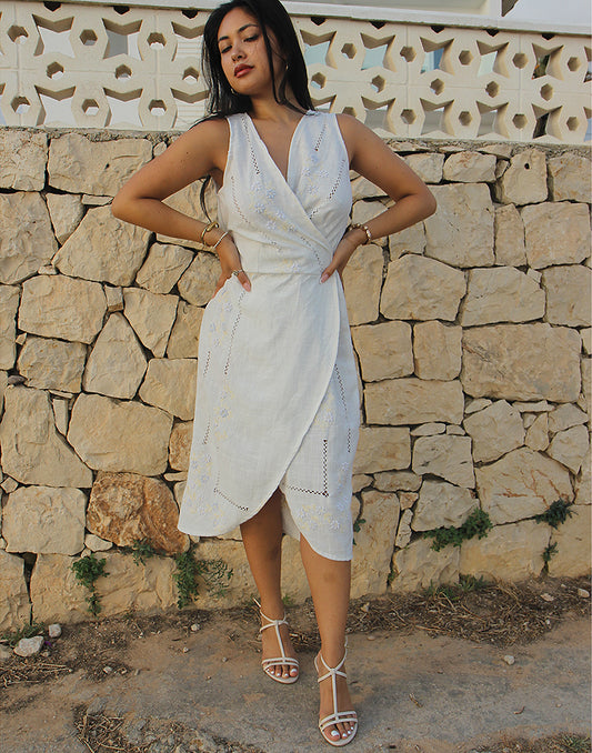 Cream Wrap Dress