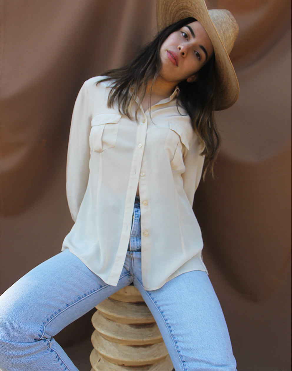 Silk Shirt in Beige