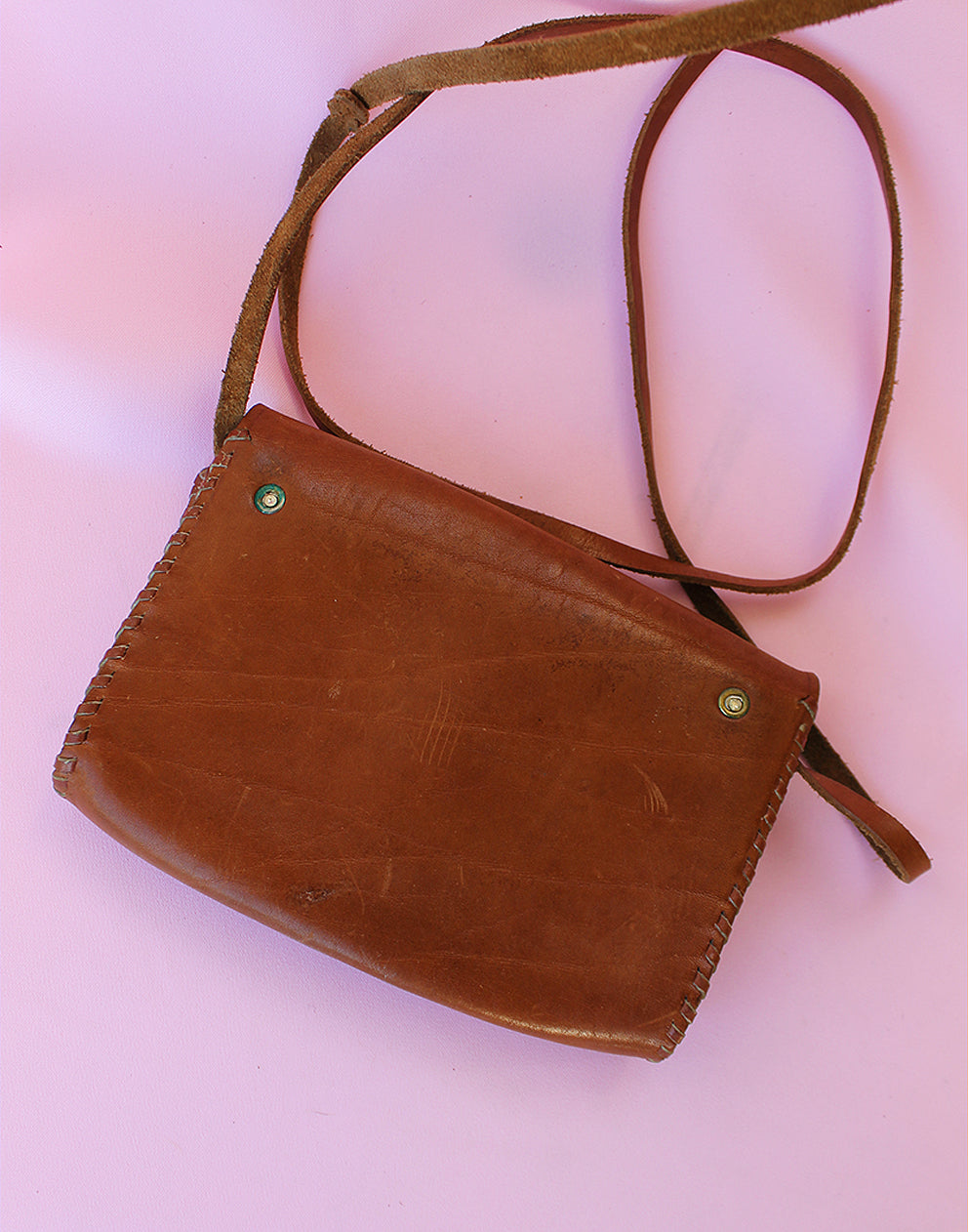 Tan Brown Real Leather Small Cross Body Handbag