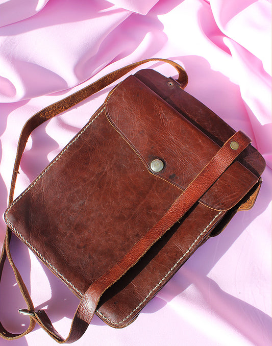 Brown Leather Small Satchel Bag