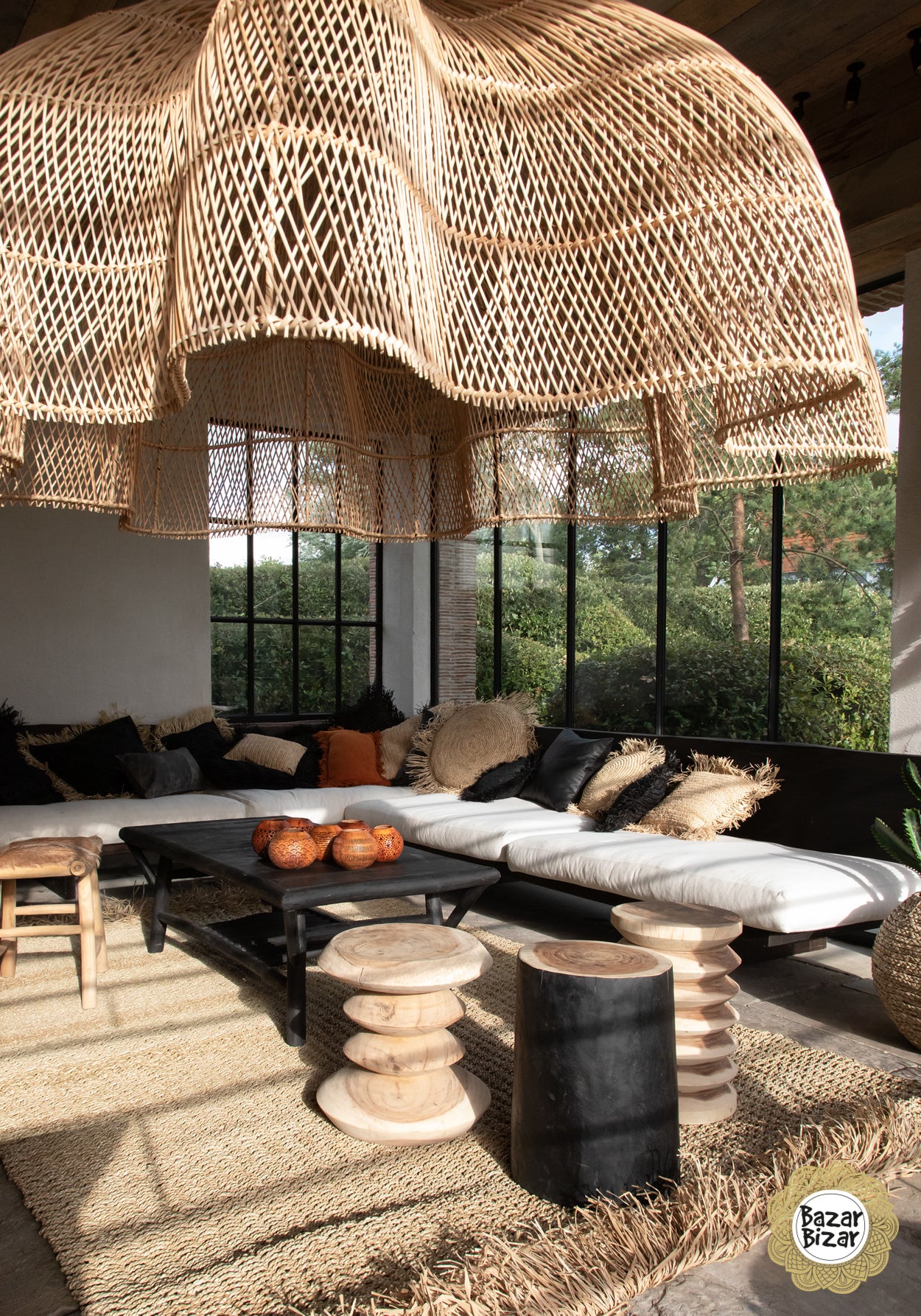 Carved Teak Round Side Table