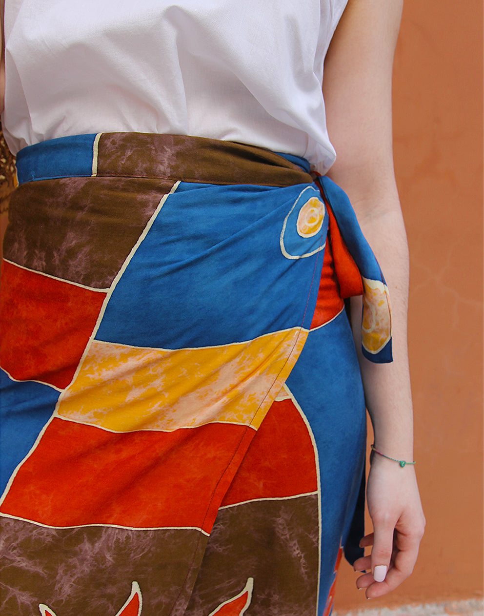 Printed Wrap Midi Skirt