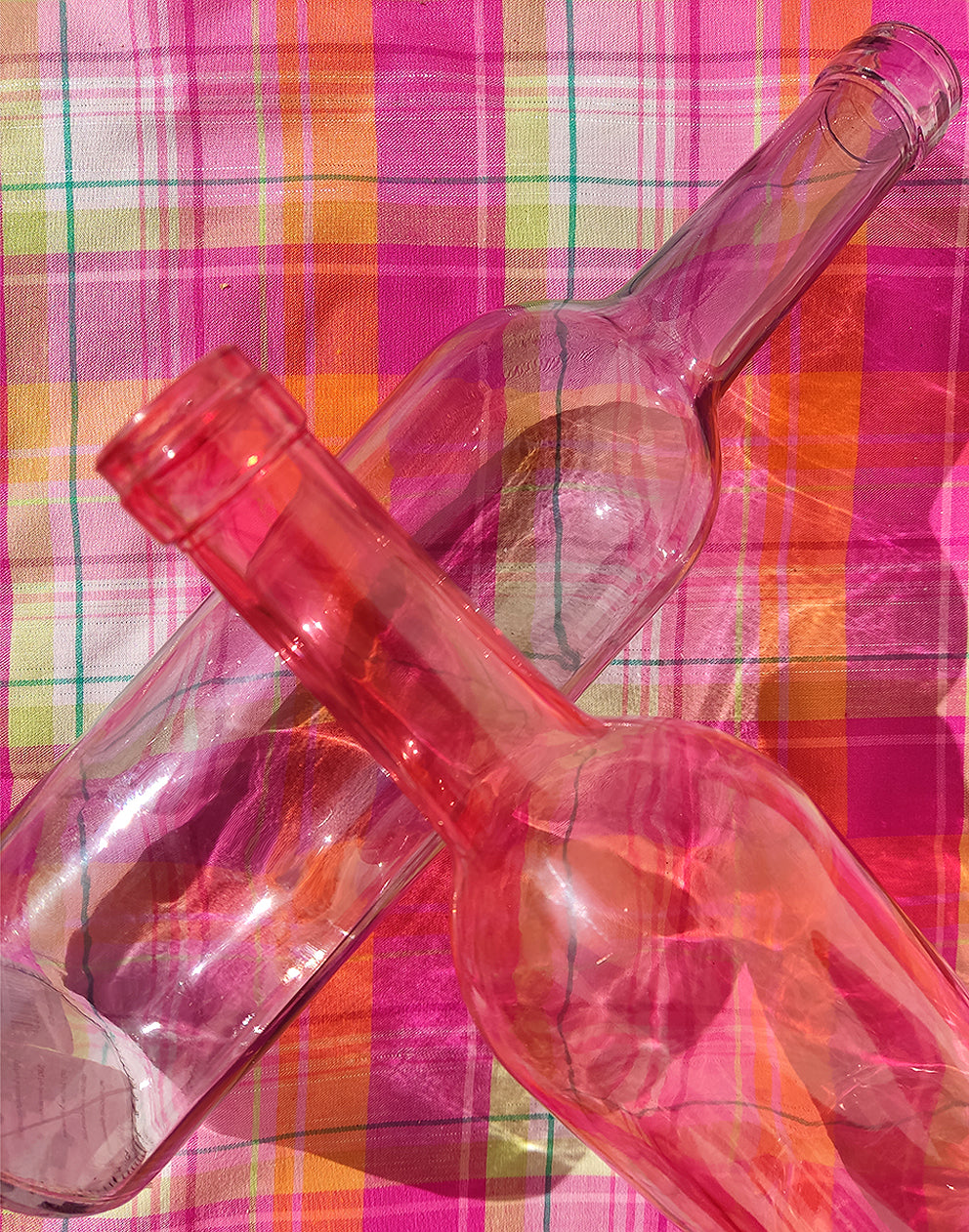 Coloured Glass Bottles Vases in Pastel