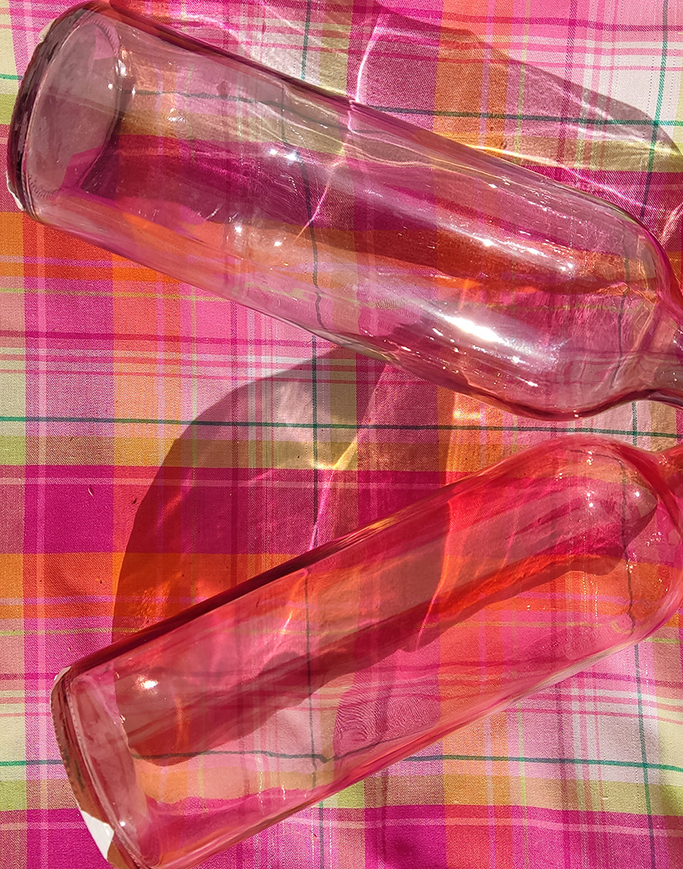 Coloured Glass Bottles Vases in Pastel