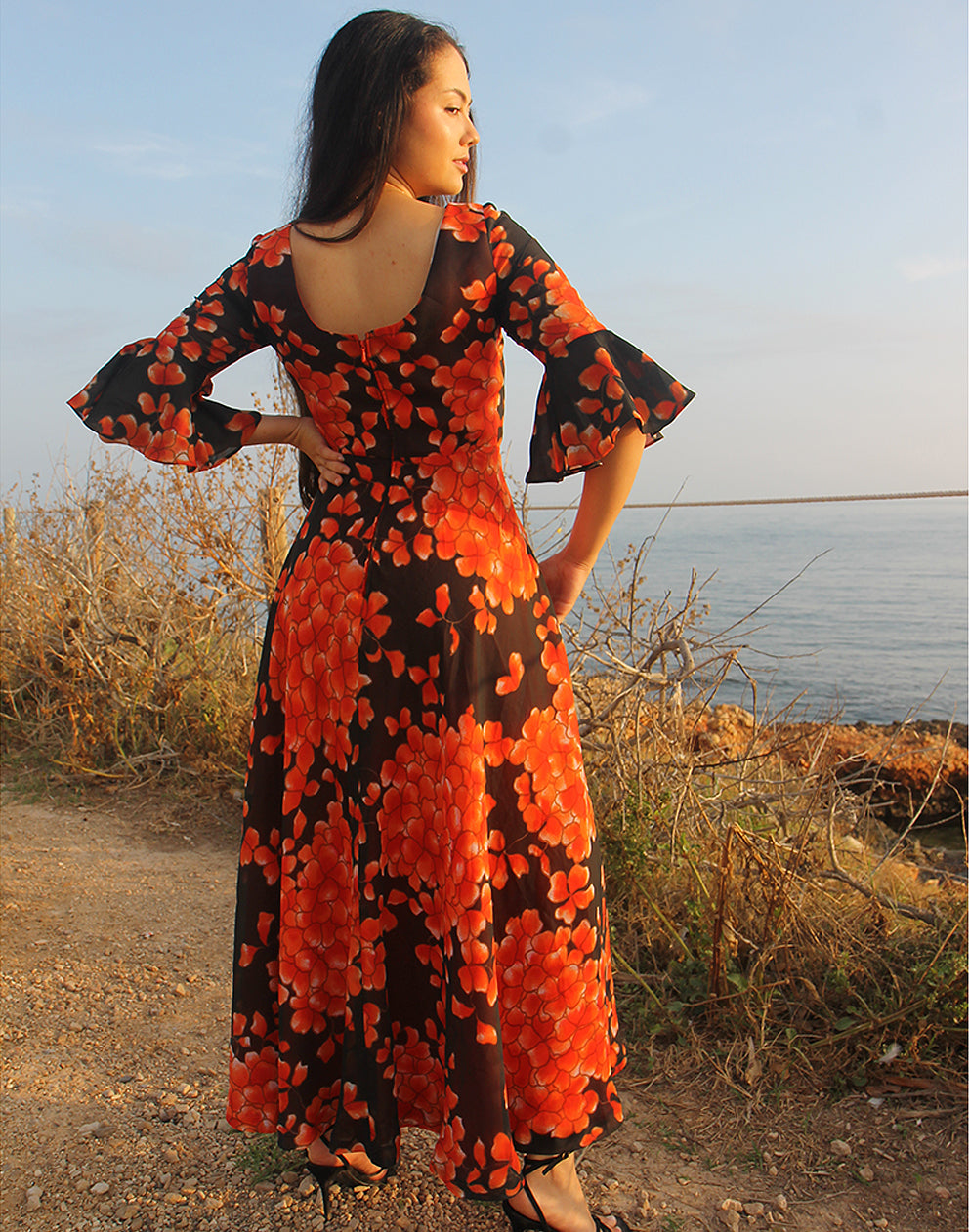 70s Floral Maxi Dress