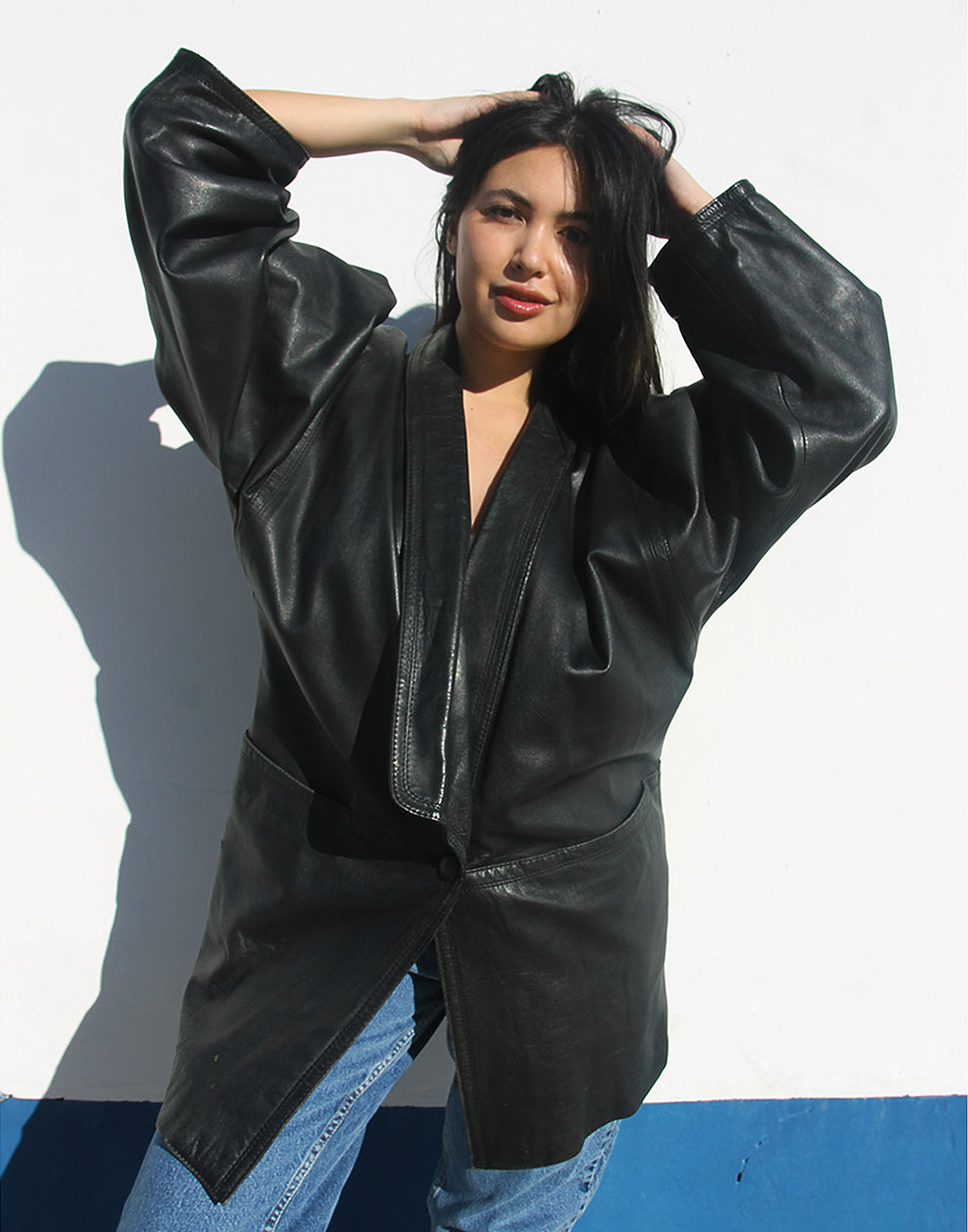 Oversized Leather Jacket Women | Black Jacket | Vintage Leather