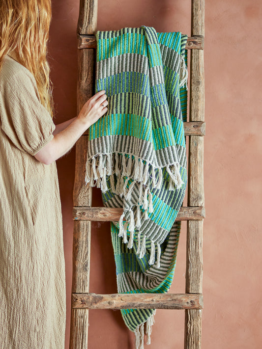 Woven Throw in Blue and Green