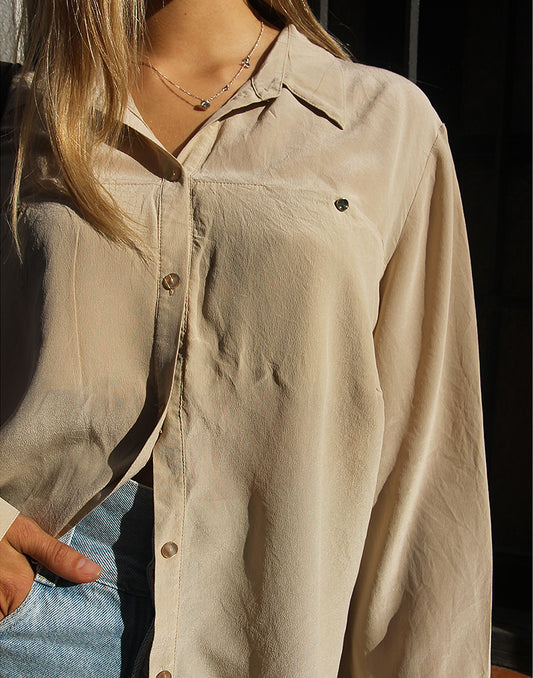 Beige Shirt with Long Sleeves