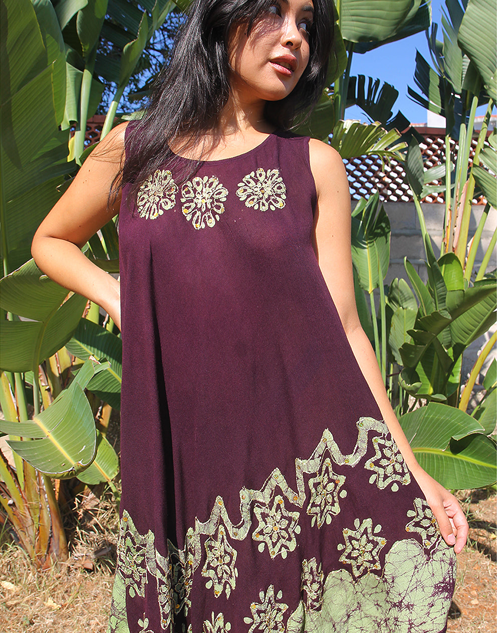 black and green lightweight sleeveless sun dress