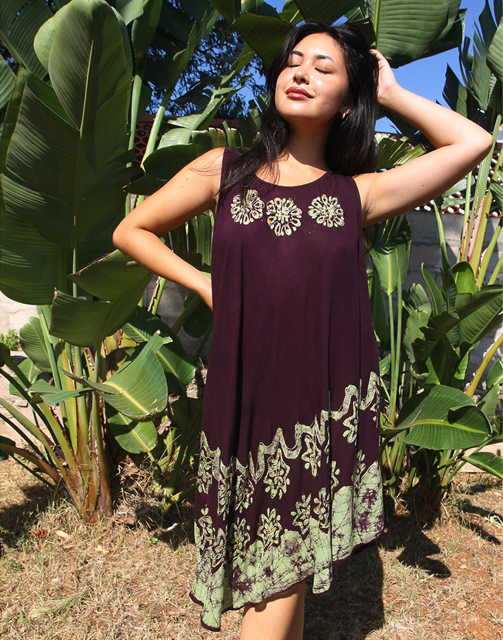 black and green lightweight sleeveless sun dress